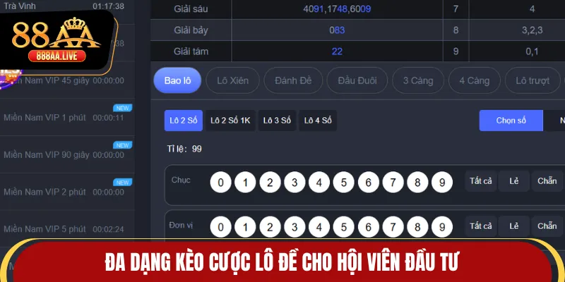Đa dạng kèo cược lô đề cho hội viên đầu tư