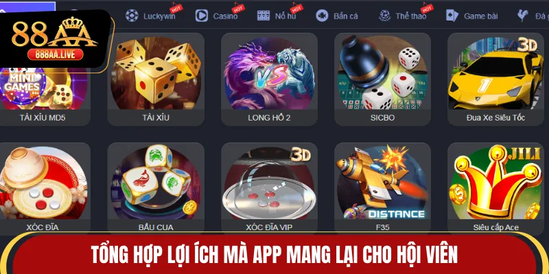 Tổng hợp lợi ích  mà app mang lại cho hội viên