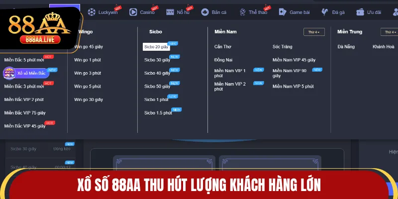 Xổ số 88AA thu hút lượng khách hàng lớn